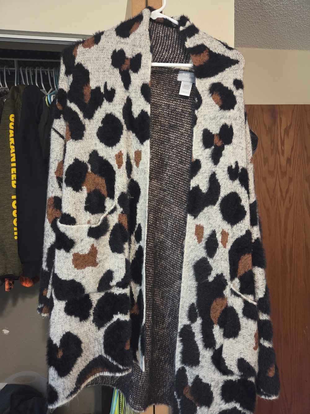 K Jordan Leopard Print Open Cardigan in Cream, Black, Brown